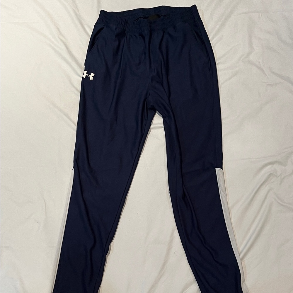Under Armour Navy Track Pants with White Panels